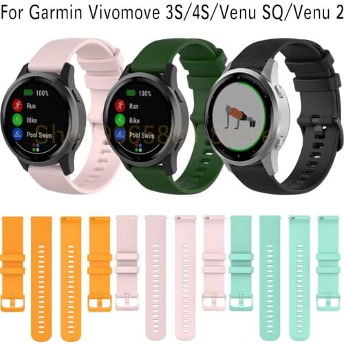 Original 18 20 22MM Watch Band For Garmin Vivoactive 3/3S/4/4S/Forerunner 245 645/Venu 2S/SQ/Move 3 Silicone Strap Watchband