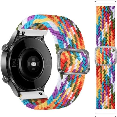 Braided solo loop Nylon Strap for for Samsung galaxy watch/Active 2/Amazfit GTR/Huawei GT2 Adjustable strap for 22mm 20mm Band