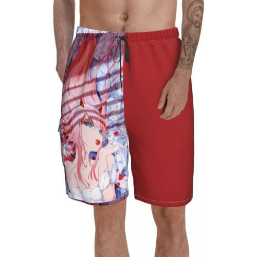 Beach Breathable Quick Dry Casual Anime Comic running Zero Two Pink Girl 002 Goro Hiro Male Shorts