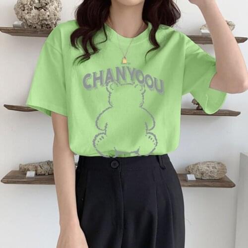 Plus Size Womens 2021 Summer New Korean Version Loose and Enlarged T-shirt All-match Short Sleeves Shirts for Women