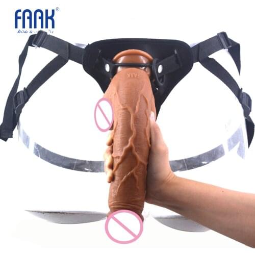 FAAK 2.17" thick dildo realistic big penis suction cup strapon dildo strap on penis pants harness dick box packed sex toys