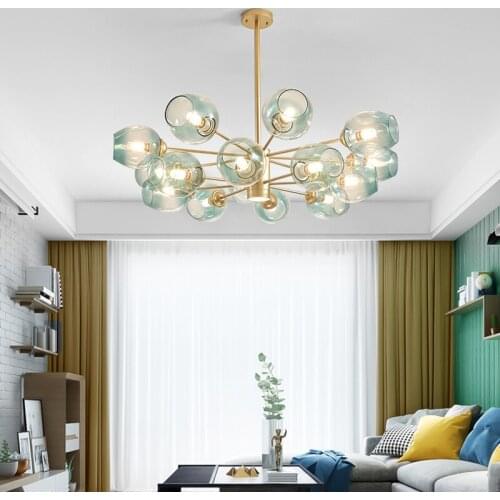 Nordic LED Chandelier for Living Room Bedroom Dining Room Modern Glass Ball Ceiling Pendant Lamp Home Indoor Lighting Decor Lamp