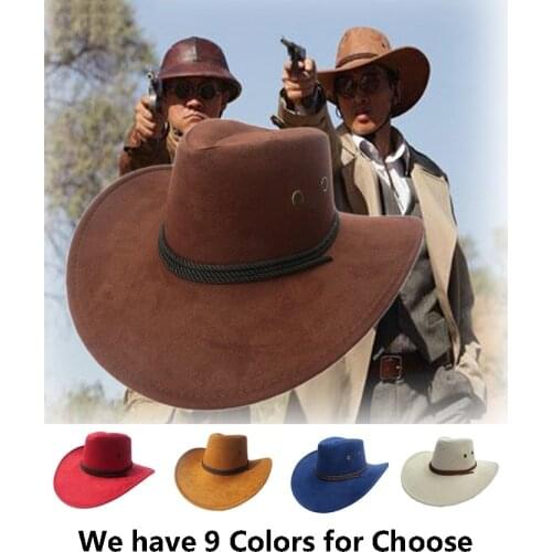 Sun Hat Faux Leather Cowboy Hat Men and Women Travel Caps Fashion Western Hats Chapeu Cowboy 9 colors