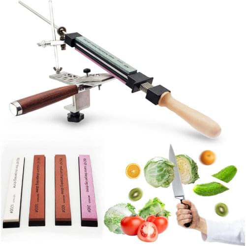 Popular style steel fixed knife sharpener 4 whetstone professional sharpening system fixed angle white corundum knife sharpener