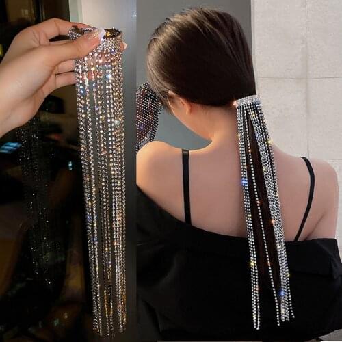 Sparkling Diamond Tassel Headdress for Women Girls Headband Hairpins Barrettes Hairbands Hair Accessories Performing Decoration