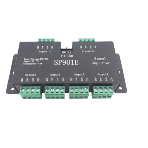 SP901E SPI Signal Amplifier for WS2812B WS2811 WS2813 Pixel RGB LED Strip Signal Repeater Addressable Dream Color Tape DC5-24V
