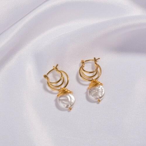 Minar Vintage Irregular Baroque Pearls Earrings for Women Gold Color Metal Hooks U-Shaped Hanging Dangle Earrings Party Jewelry