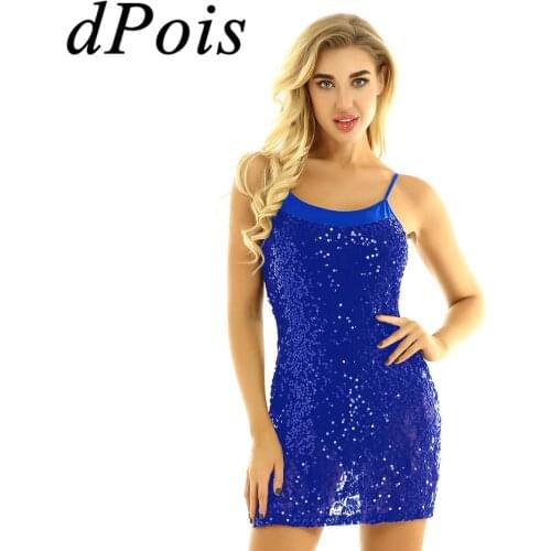 Women Shiny Sequins Lace Skirt Spaghetti Shoulder Straps Leotard Dress for Ballet Jazz Contemporary Lyrical Praise Dance Costume