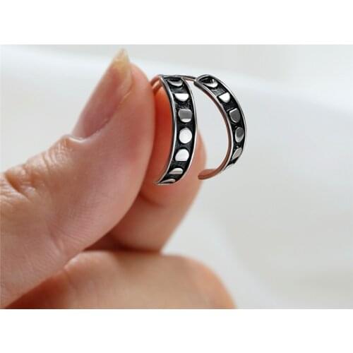 Charm Bride Love Moon Phase Wedding Earrings Cute Female Small Round Stud Earrings Minimalist Sterling Silver Earrings For Women