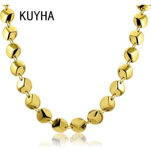 Gold/Silver Color Shining Round Pendant Necklace For Women Geometric Chains Long Choker Fashion Jewelry Collier