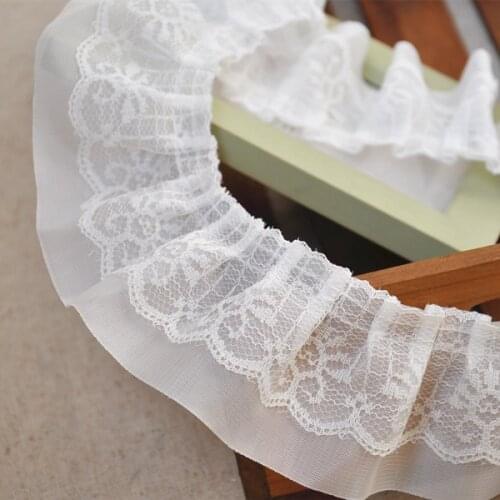 1Yard 91cm Pleated Tulle Black Lace Fabric Ribbon White Lace Wedding Trim 6cm Sewing Guipure Craft Supplies Laces Material K19