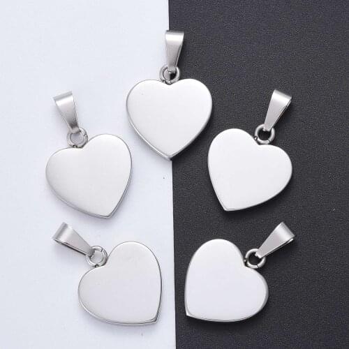 10 Pcs Fashionable 304 Stainless Steel Stamping Blank Tag Heart Shape Charms Pendants 23~25x22x4mm For DIY Jewelry Making