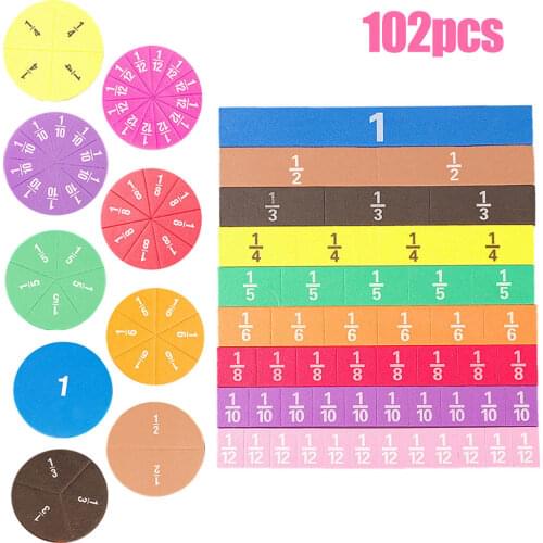 102pcs Magnetic Fraction Math Teaching Aid Toys ChildrenS Primary School Mathematics Learning Algorithms Puzzle Arithmetic Toys