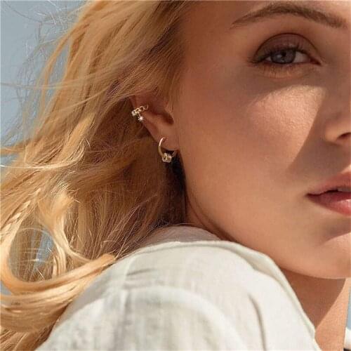 2021 New European and American Fashion Copper Zircon Womens Ear Clip Simple Retro Crystal Womens Party Earmuffs Are Available