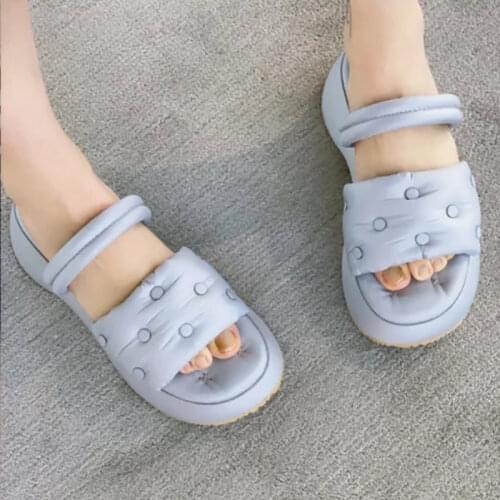 Design Fashion Airbag Rivet High Platform Sandals Fairy Style Straps Beach Roman Shoes Tide Comfortable Soft Slides Slippers