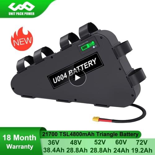 New Design 36V 38.4Ah 48V 52V 28.8Ah 60V 24Ah 72V 19.2Ah Triangle eBike Battery for 2800W 2000W 1500W 1000W 750W 500W 350W Motor
