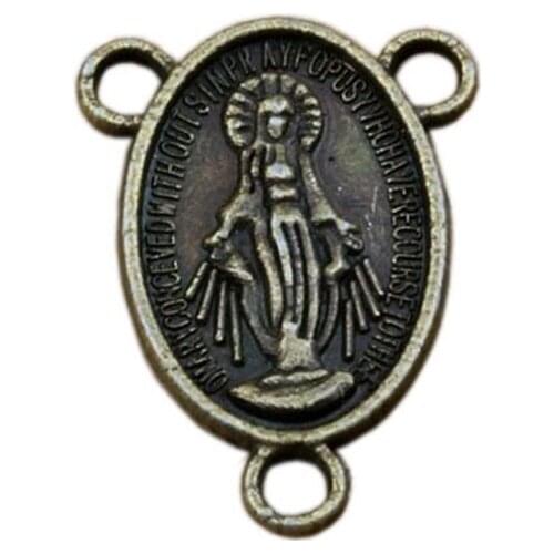 30 Pcs/ Lots Virgin Mary Triangular 3-Strand Charm Spacer End Connector 14x20mm Antique Bronze Jewelry F-61