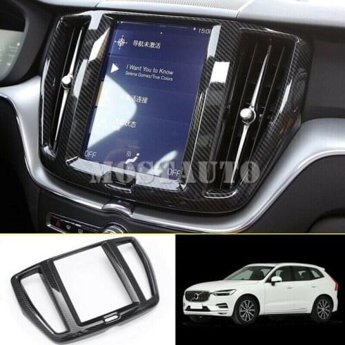 ABS Carbon Fiber Car Dashboard Console GPS Navigation Frame Cover Trim For Volvo XC60 2018-2019 1pcs Car Accessories Interior