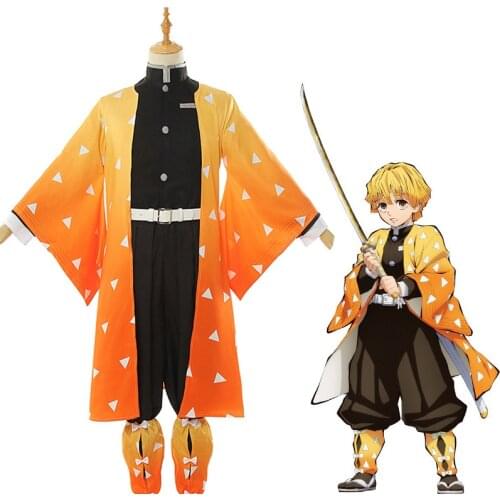 Anime Kimetsu No Yaiba Cosplay Costumes Zenitsu Agatsuma Cosplay Costume Halloween Party Blade Of Demon Cosplay Costume