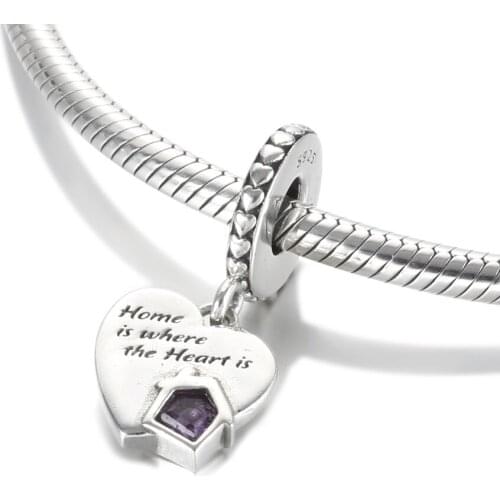 Authentic S925 Silver Pendant Bead fit Lady Bracelet Bangle Love My Home Heart Dangle Charms DIY Jewelry