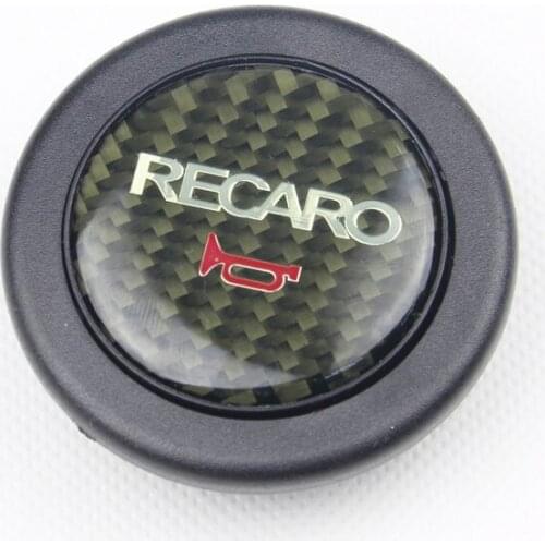 Car Styling Carbon Fiber Black RECARO Racing Steering Wheel Horn Button for Universal Car