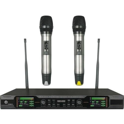 Bolymic True Diversity Wireless Microphone Karaoke UHF Dual Channel KTV microphone For Church Mic Set