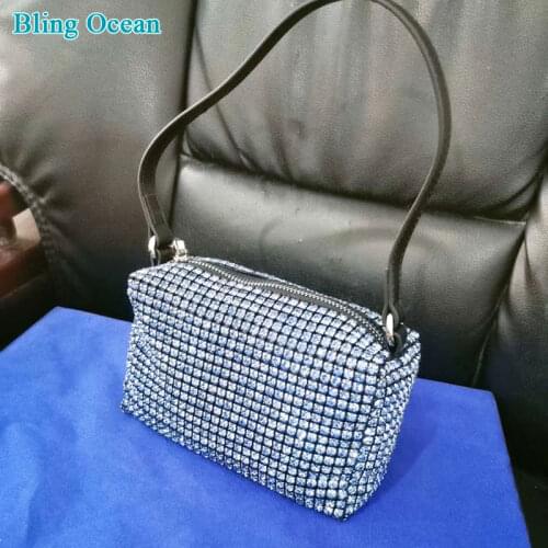 Diamonds Rectangle Bag Rhinestone Shoulder Bags Ladies Handbags Clutch Evening Party Wedding Bags Black Birthday Gift Women