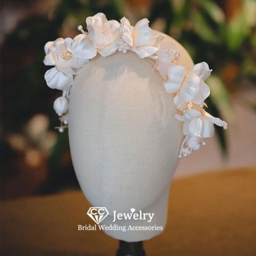 CC Romantic Hairbands Wedding Hair Accessories for Women Engagement Hair Ornaments Bridal Headdress Flower Shape Headpiece AN170