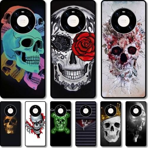 White skulls Phone Case For Huawei mate 40 30 10 20 40 8 9 Lite Z Pro RS black cell shell