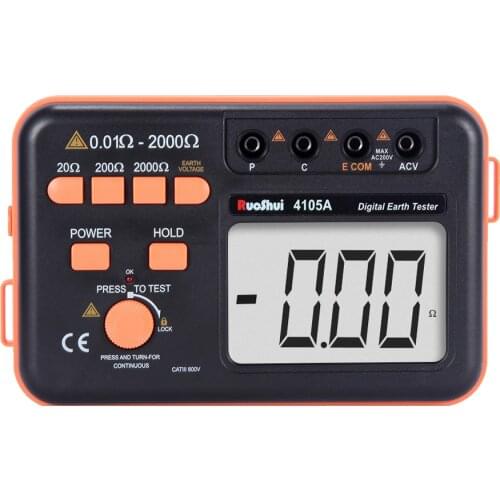 4105A Digital Earth Ground Resistance Tester Insulation Resistance Tester Kit Megohmmeter Measurer 0-2000 Ohm With Case