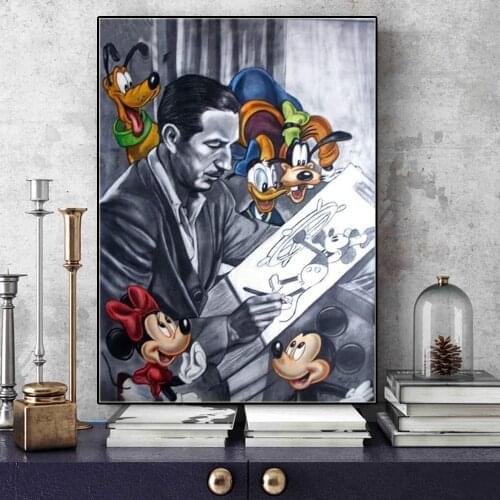 Disney Mickey Mouse Cartoon Anime Poster Hand Painted Sketch Canvas Painting Prints Wall Art Picture Kid Room Home Decor Cuadros