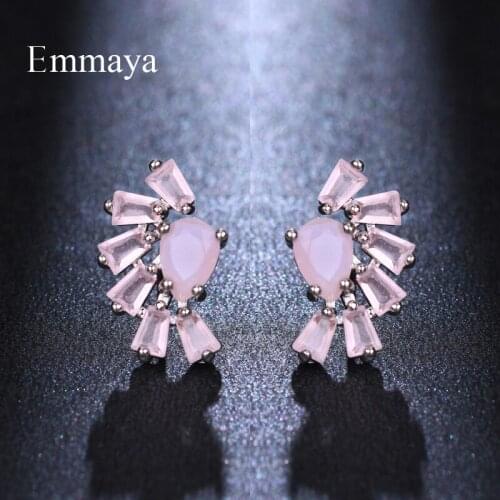 Emmaya New Fashion Geometry Shape Earring With AAA Zirconia Modern Dress-up In Wedding Party Symmetrical Style Shiny Jewelry