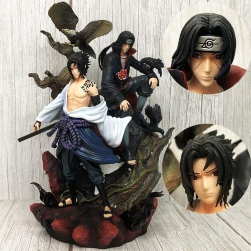 Naruto Figure Uchiha Sasuke Uchiha Itachi GK ABS 14 inch Hand-made model limited edition statue decoration Collectible Toys