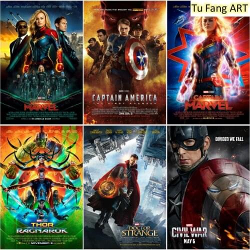 Canvas Painting Wall Art Marvel Movie Posters Avengers Captain America Iron Man Prints Pictures for Bedroom Room Decoration
