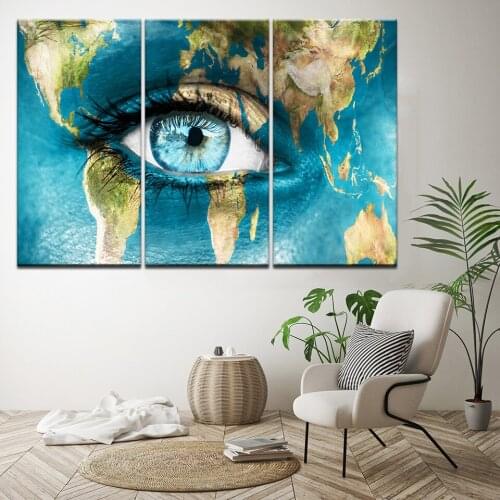 Canvas Painting World Peace eyes face 3 Pieces Wall Art Painting Modular Wallpapers Poster Print for living room Home Decor