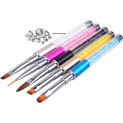 1pcs Nail Art Painting Brush Pen Rhinestones Handle UV Gel Polish Carved Design Drawing Line DIY Manicure Accessory