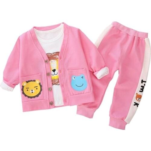 Spring Autumn Childrens Cartoon Printing Suit Boys Girls Fashion Long Sleeve Jacket T Shirt Pants 2Pcs/sets Kids Tracksuits