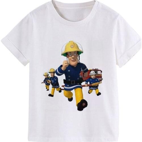 Cute 3D Cartoon Summer Clothes Printed Boys Girls Clothes Firefighter Boys T Shirts Animation Kids Clothes 1421
