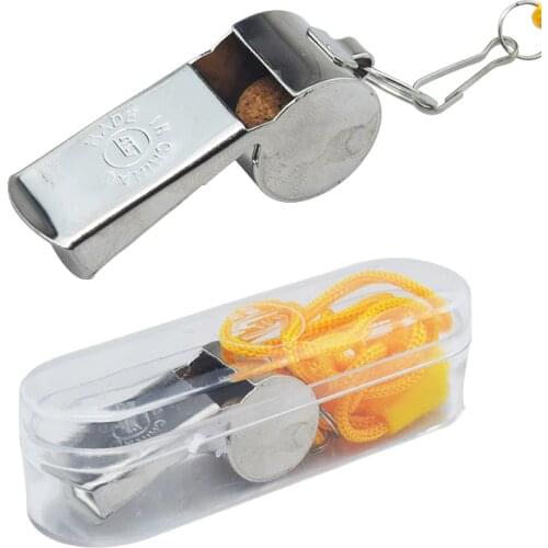 1Pcs Referee Stainless Steel Metal Whistle With Rope Team Sports Rugby Soccer Basketball Cheerleaders Training Supply wholesale