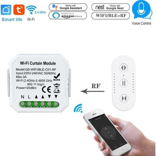 Tuya WiFi Curtain Switch Module DIY RF433 Roller Blinds Shutter WIFI+RF Curtain Switch Smart Life APP via Alexa Google Home