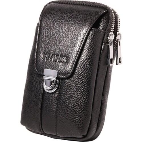 Men Cowhide Genuine Leather Waist Hook Bag Belt Bum Small Money Cell/Mobile Phone Cigarette Case Purse Pouch Male Fanny Pack New