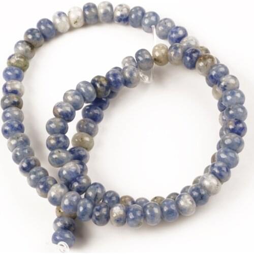 Wholesale Blue Spot Sodalite Flat Round Beads Natural Stone Round Loose Beads 4-6mm for Jewelry Making Accessories Bracelet DIY