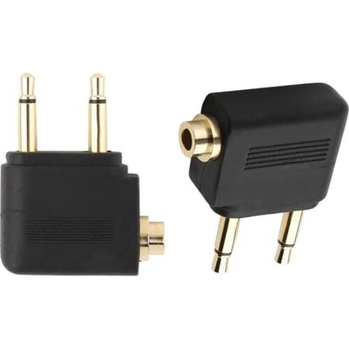 2pcs 3.5mm Jack Plug Audio Headphone Converter Splitter Adapter Gold Nickel plated Airline Airplane Traveling Headset Adapter