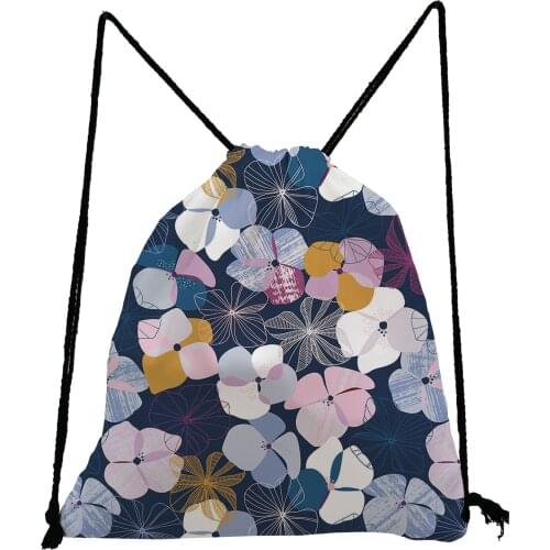 Floral Printed Drawstring Backpack Unisex Sports Gym Bag Eco Reusable For Women Yoga Swim Travel Storage Bag Child School Bag