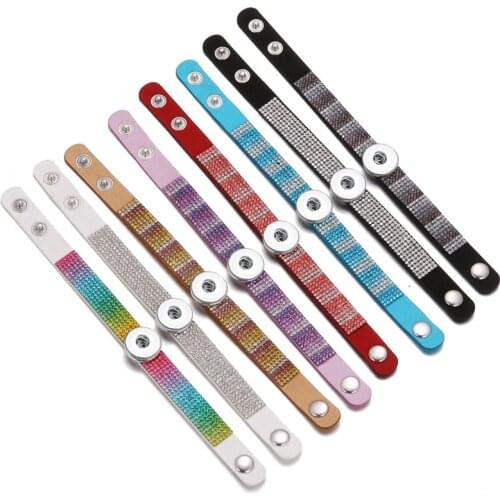 SE0216 New Gradient Multilayer Velvet rhinestone Bracelet 18mm Snap bracelets fit 18MM snap buttons snap jewelry Gift