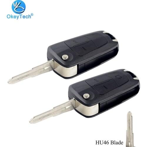 OkeyTech For Opel Fob Cover 2/3 Button Flip Folding Remote Switchblade Car Key Shell HU46 Left Blade for Vauxhall Opel Antara