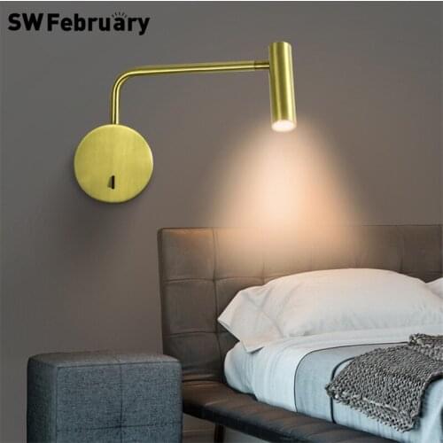 LED Wall Lamps Modern Aluminum Bedroom LED Reading Lights Small Wall Lamp Golden Rotating Small Spotlight