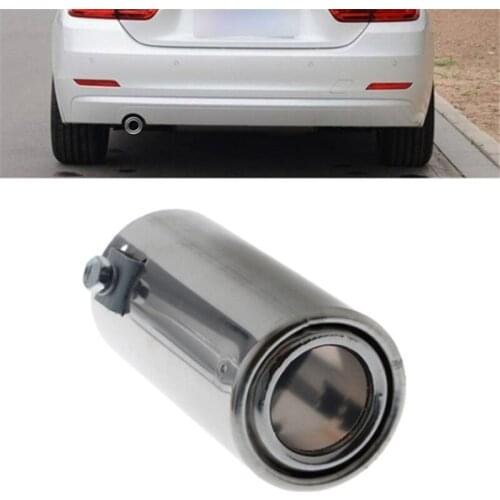 1Pc Universal Stainless Steel Round Car Rear Round Exhaust Pipe Tail Throat Muffler Tip Silver Replacement Car Accessories
