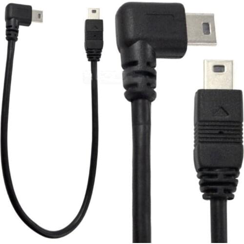 USB MINI 5Pin Left Right 90 angle Male to USB MINI 5Pin Male Cable 0.25m 25cm