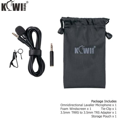 Omnidirectional Lavalier Microphone for Live Streaming Vlog Shooting, with 3.5mm TRRS to 3.5mm TRS Adapter for Camera Camcorder